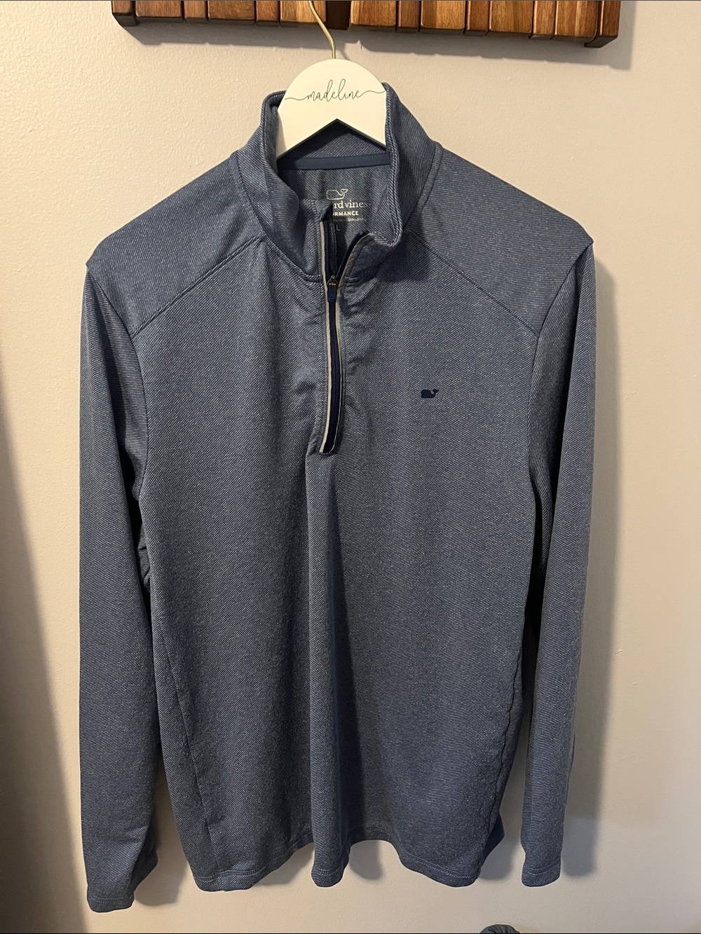 Vineyard Vines Men’s Heather Navy Lightweight Quarter-Zip Shirt Jacket